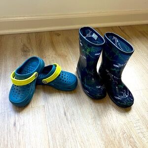 Sandal Rainboot Bundle Blue Boys Shoes Dinosaur Crocs Carters Joybee Size 10